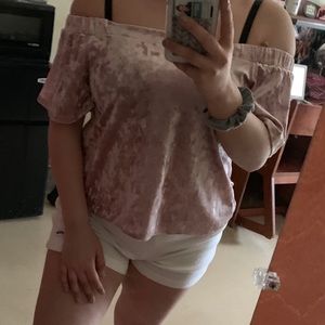 Baby pink off the shoulder top